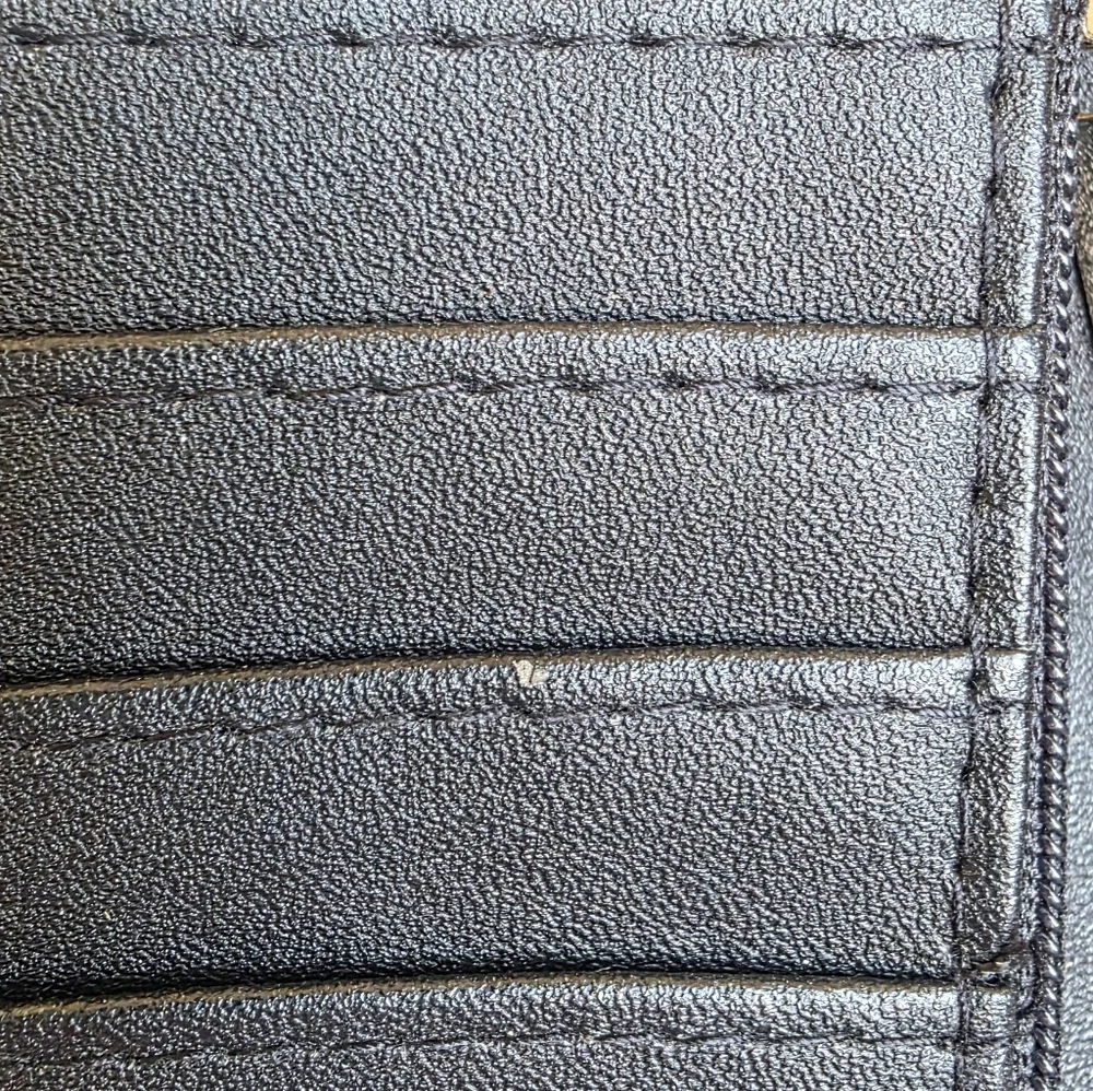 Black Faux Leather Bi Fold Wallet with Gold Snap Accent